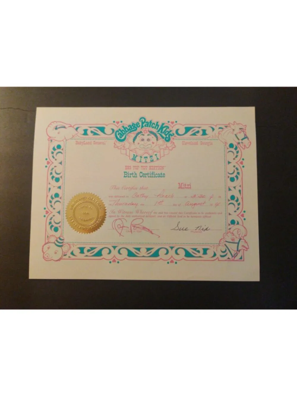 Mitzi The Marvelous Cabbage Patch (Big Top Tot Edition) With Birth Certificate